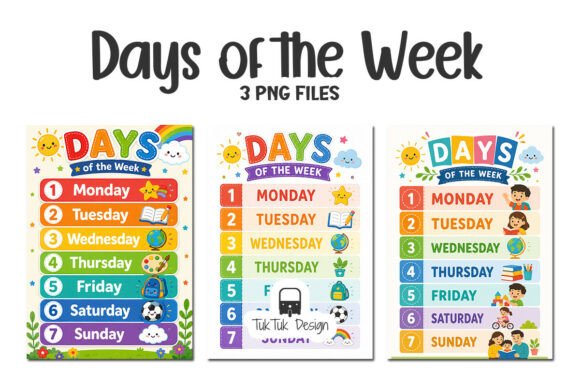 Download Days of the Week Educational Posters PNG - Poster Collection
